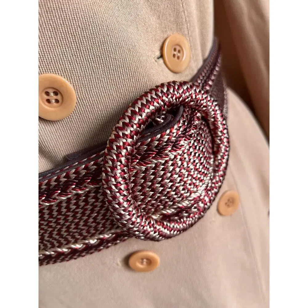 Handmade woven belt in red, brown and beige, sliding style